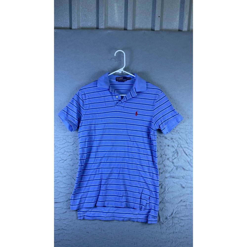Polo Ralph Lauren Polo Shirt Mens S Blue Excellent Striped Short Sleeve Cotton